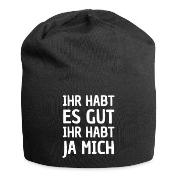 Tu l’as bien, tu m’as, ironie, mieux que moi ! - Bonnet en jersey - noir - Devant