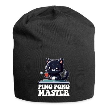 Ping Pong Master Katze Black Cat Dad Outfit - Jersey Beanie - black - Front