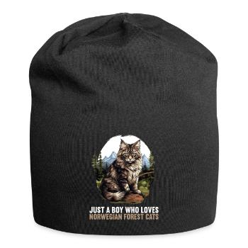Chat des forêts norvégiennes Norwegische Waldkatze - Bonnet en jersey - noir - Devant