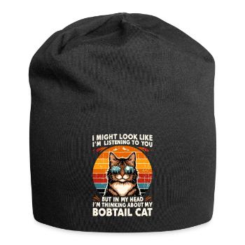 J’ai peut-être l’air de t’écouter Bobtail Cat - Bonnet en jersey - noir - Devant