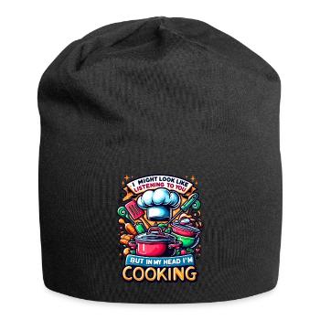 I Might Look Like I'm Listening To You Cooking - Jersey Beanie - black - Front