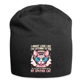 I Might Look Like I'm Listening To You Sphynx - Jersey Beanie - black - Front