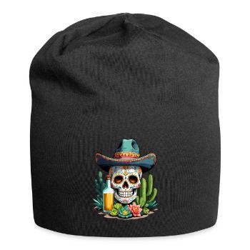 Sugar Skull Mexique Tequila Cinco de Mayo Célébration - Bonnet en jersey - noir - Devant