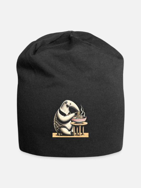 Japanischer Kawaii-ramen-ameisenbär, Wildtiere, - Jersey-Beanie - Schwarz