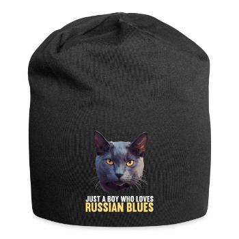Chat bleu russe Russisch Blau Katze - Bonnet en jersey - noir - Devant