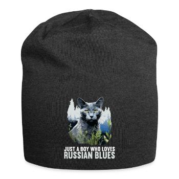 Russian Blue Cat Russisch Blau Katze - Jersey Beanie - charcoal grey - Front
