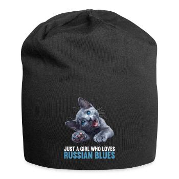 Chat bleu russe Russisch Blau Katze - Bonnet en jersey - noir - Devant