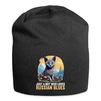 Chat bleu russe Russisch Blau Katze - Bonnet en jersey - noir - Devant
