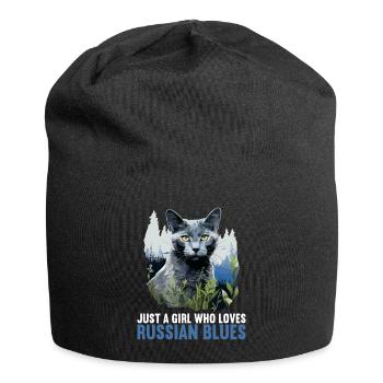 Chat bleu russe Russisch Blau Katze - Bonnet en jersey - noir - Devant