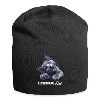 Chat bleu russe Russisch Blau Katze - Bonnet en jersey - noir - Devant