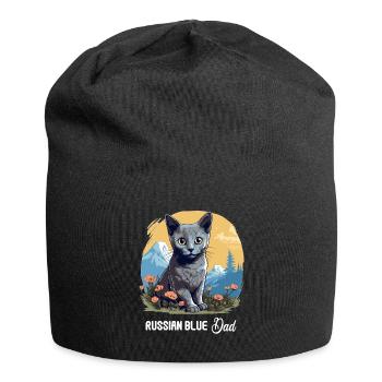 Chat bleu russe Russisch Blau Katze - Bonnet en jersey - noir - Devant