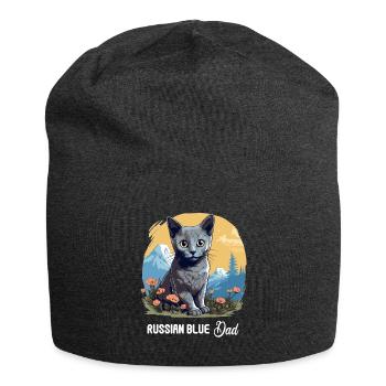 Russian Blue Cat Russisch Blau Katze - Jersey Beanie - charcoal grey - Front