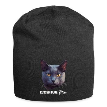 Russian Blue Cat Russisch Blau Katze - Jersey Beanie - charcoal grey - Front