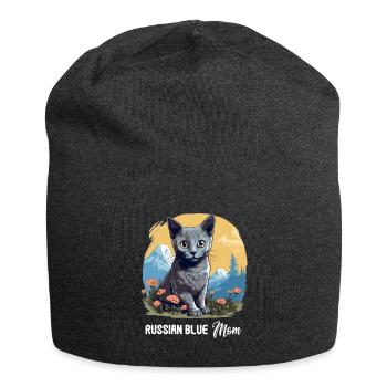 Russian Blue Cat Russisch Blau Katze - Jersey Beanie - charcoal grey - Front