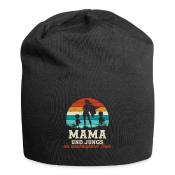 Team Super Mama Zwei Söhne Jungs Muttertag Kinder - Jersey-Beanie - Schwarz - Vorne