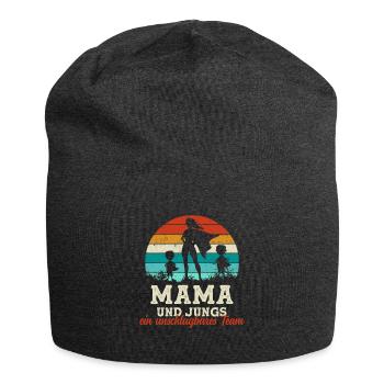 Team Super Mama Zwei Söhne Jungs Muttertag Kinder - Jersey-Beanie - Anthrazit - Vorne