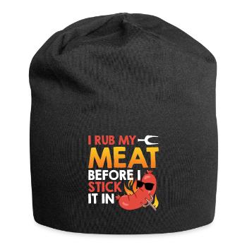 Amateur de viande JE FROTTE MA VIANDE AVANT DE LA COLLER - Bonnet en jersey - noir - Devant