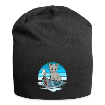 Chaton, Mouette, Marin, Marin, Bateau - Bonnet en jersey - noir - Devant