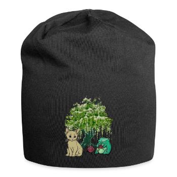 Frog, Cat, Nature, Friends - Jersey Beanie - black - Front