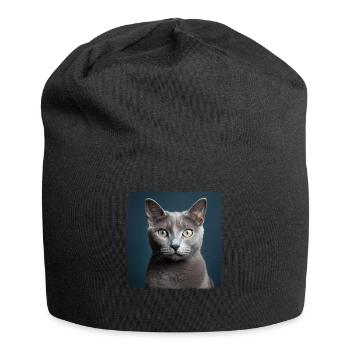 Chat bleu russe Russisch Blau Katze - Bonnet en jersey - noir - Devant