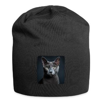Chat bleu russe Russisch Blau Katze - Bonnet en jersey - noir - Devant