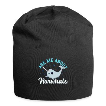 Narwal Wal Narwale Narwhal Wale Geschenk - Jersey-Beanie - Schwarz - Vorne