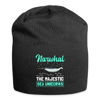 Narwal Wal Narwale Wale Narwhal Geschenk - Jersey-Beanie - Schwarz - Vorne