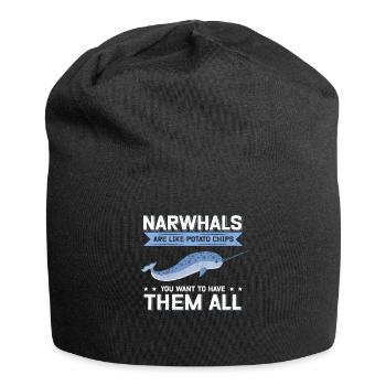Narwal Wal | Narwale Wale Narwhal Geschenk - Jersey-Beanie - Schwarz - Vorne
