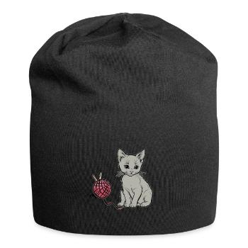 Cat Wool Play Domestic Cat Kitten - Jersey Beanie - black - Front