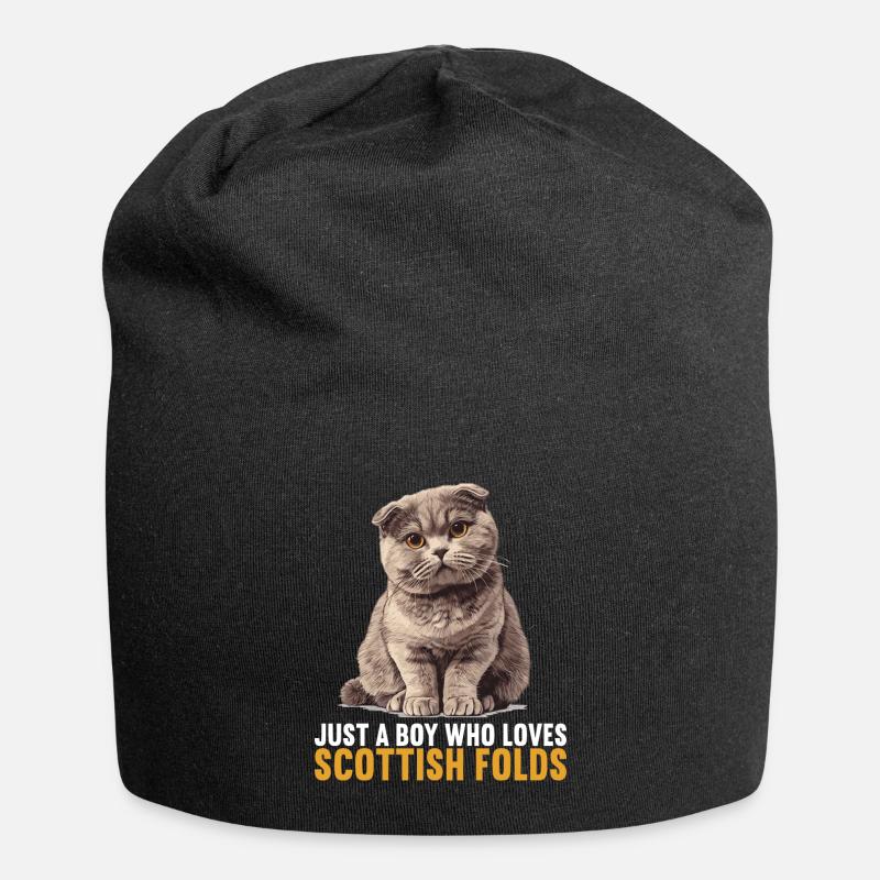 Scottish Fold Kätzchen Scottish Fold Katze - Jersey-Beanie - Schwarz