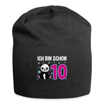 Zehn Jahre – Panda Jubel - Jersey-Beanie - Schwarz - Vorne
