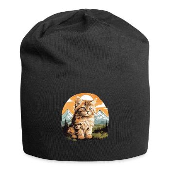 Siberian Cat Sibirische Katze - Jersey-Beanie - Schwarz - Vorne