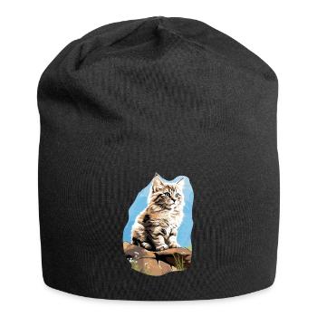 Siberian Cat Sibirische Katze - Jersey Beanie - black - Front