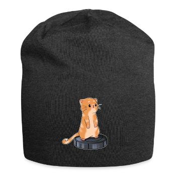 Katze mit Saugroboter Staubsauger - Jersey-Beanie - Anthrazit - Vorne