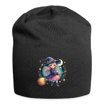 Süße Hexe Zauberstab Hexenbesen - Jersey-Beanie - Schwarz - Vorne