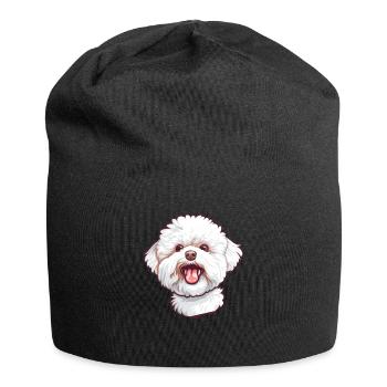 Bichon frisé | Illustration de dessin animé - Bonnet en jersey - noir - Devant