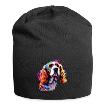 Englischer Cocker Spaniel künstlerisch gestaltet - Jersey-Beanie - Schwarz - Vorne