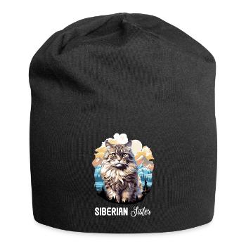Siberian Cat Sibirische Katze - Jersey Beanie - black - Front