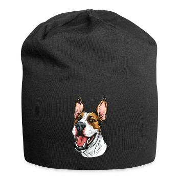Bullterrier | Cartoon Artwork - Jersey-Beanie - Schwarz - Vorne