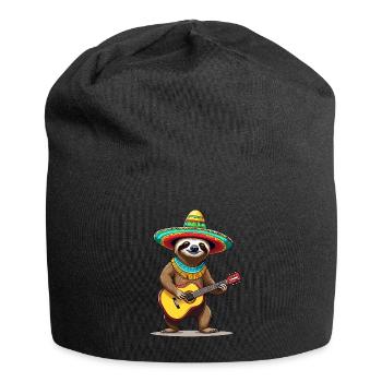 Sloth Mexican Mariachi Guitar Music - Jersey Beanie - black - Front