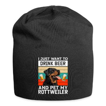 Rottie JUST WANT TO DRINK BEER Propriétaire de Rottweiler - Bonnet en jersey - noir - Devant