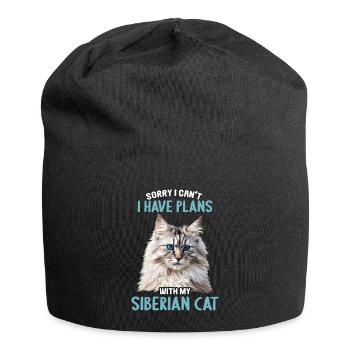 Siberian Cat Sibirische Katze - Jersey Beanie - black - Front