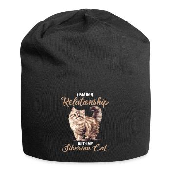 Siberian Cat Sibirische Katze - Jersey Beanie - black - Front