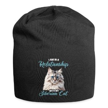 Siberian Cat Sibirische Katze - Jersey Beanie - black - Front