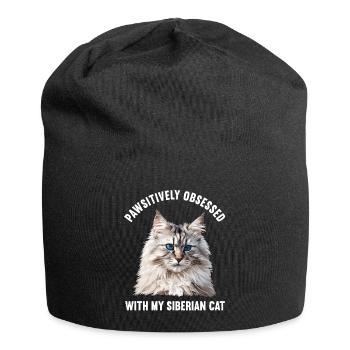 Siberian Cat Sibirische Katze - Jersey Beanie - black - Front