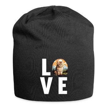 Siberian Cat Sibirische Katze - Jersey Beanie - black - Front