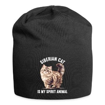 Chat Sibérien Sibirische Katze - Bonnet en jersey - noir - Devant