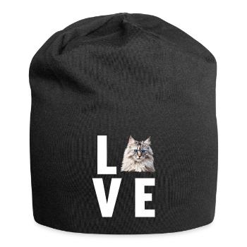 Siberian Cat Sibirische Katze - Jersey-Beanie - Schwarz - Vorne
