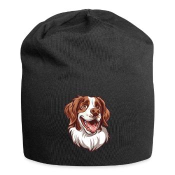 Epagneul Breton Épagneul breton | Caricature - Bonnet en jersey - noir - Devant