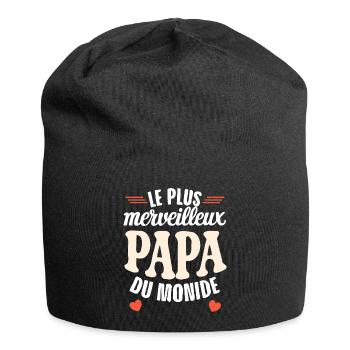 Belle idée cadeau fete des pères anniversaire papa - Bonnet en jersey - noir - Devant